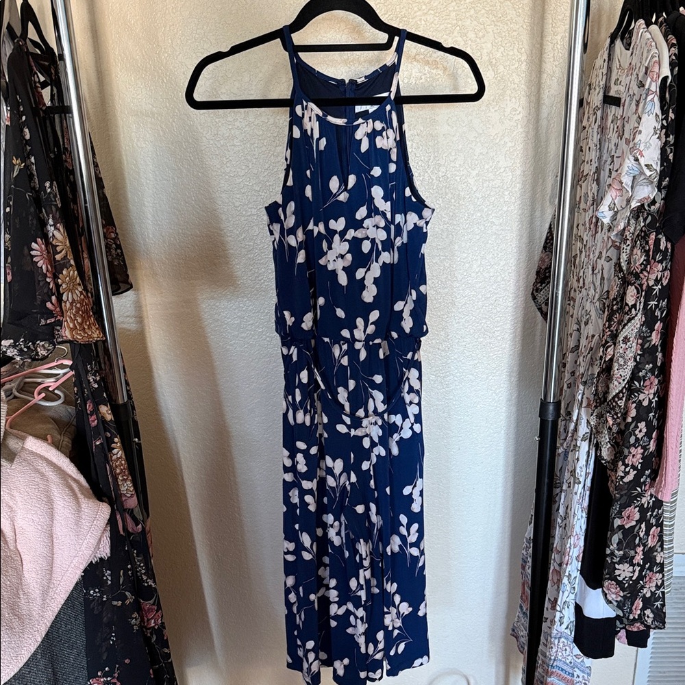 Wisp Blue Floral Halter Dress